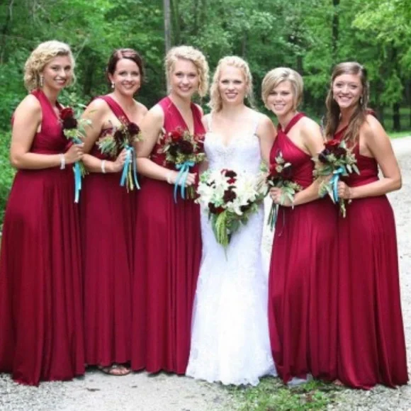 blue dress for baby girl Cicinia Velvet Rust Bridesmaid Dress with Padding & Boning, Burgundy